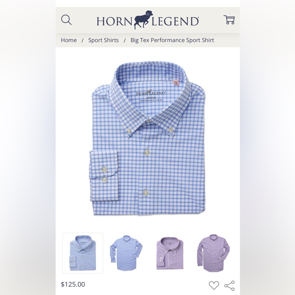 Horn Legend Men's Blue Check Button-Down Dress Shirt Size L
